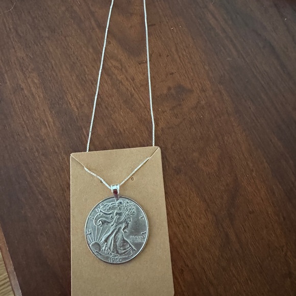Silver and Gold Coin Pendant Necklace Set - Picture 4 of 4